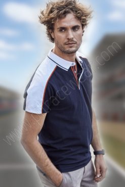 vest and polo shirt